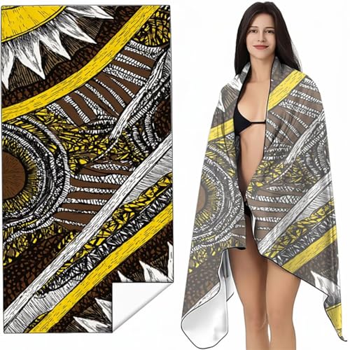 YALNSENN Mikrofaser Strandtuch 80x160 cm Gelb Stranddecke Intimer Druckknopf, Saugfähig Sandfreies Schnell Trocknendes, Weiches Leichtes BöHmen Strandtuch XXL für Strand Reise Schwimmen SYL5 3-2 von YALNSENN
