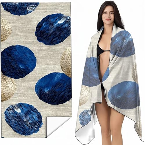 YALNSENN Mikrofaser Strandtuch 90 x 180cm Blau Stranddecke Intimer Druckknopf, Saugfähig Sandfreies Schnell Trocknendes, Weiches Leichtes Abstrakt Strandtuch XXL für Strand Reise Schwimmen SYL3 6-5 von YALNSENN