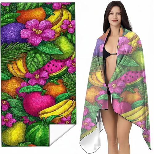 YALNSENN Mikrofaser Strandtuch 90 x 180cm GrüN Stranddecke Intimer Druckknopf, Saugfähig Sandfreies Schnell Trocknendes, Weiches Leichtes Obst Strandtuch XXL für Strand Reise Schwimmen SYL9 J-M YALNSENN Mikrofaser Strandtuch 90 x 180cm GrüN Stranddecke Intimer Druckknopf, Saugfähig Sandfreies Schnell Trocknendes, Weiches Leichtes Obst Strandtuch XXL für Strand Reise Schwimmen SYL9 J-M von YALNSENN