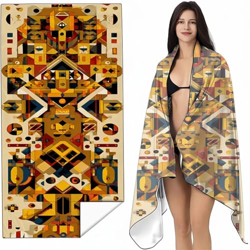 YALNSENN Mikrofaser StrandtuchGelb 90 x 180cm Handtücher Schnelltrocknend-Ultra Leicht Sandfreies Damen Tragbares XL BöHmen Badehandtuch für Outdoor Reisen Sport Wandern Fitness Sauna SYL4 V-V von YALNSENN