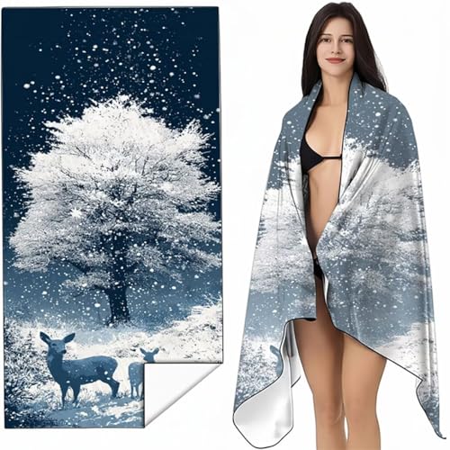 YALNSENN Strandtuch Mikrofaser Handtuch Groß Blau 90 x 180cm, Microfaser Handtücher Kompakt und Sandfest, Leicht und chnelltrocknend Gym Handtuch für Travel, Strand, Sauna, mit Tasche REH SYL9 1-L von YALNSENN