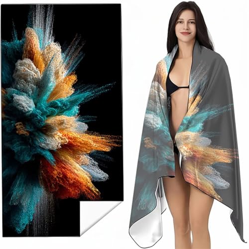 YALNSENN Strandtuch Mikrofaser Handtuch Groß Farbe 90x200 cm, Microfaser Handtücher Kompakt und Sandfest, Leicht und chnelltrocknend Gym Handtuch für Travel, Strand, Sauna, mit Tasche Rauch SYL9 5-6 von YALNSENN