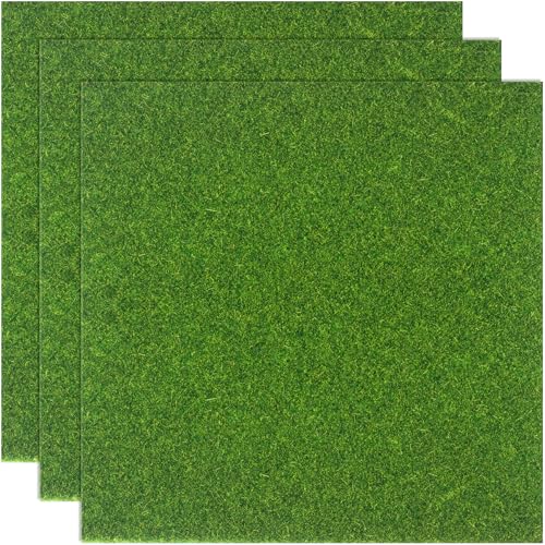YALOJE 3 Packungen Kunstrasen Dekor zum Basteln, 15 x 15 cm Feen-Kunstrasen, Modell-Rasengras, Ornament-Zubehör für Miniaturgarten, Puppenhaus DIY-Dekoration von YALOJE