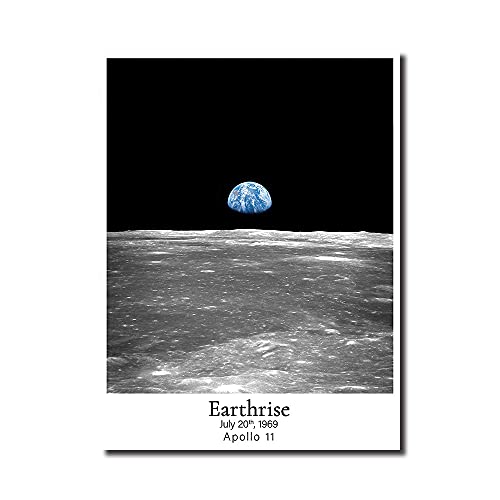 YALUO Earthrise Poster Apollo 11 Sicht auf den Mond Drucke Malerei Raum Planet Wandkunst Bild für Modernes Wohnkultur (Color : As Shown, Size : 40x60cm no Frame) von YALUO