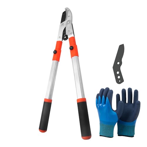 YALYAYA Teleskop Astschere Gartenschere Scharfe SK-5-Kohlenstoffstahlklinge Längenverstellbare baumschere-69-104cm Teleskopstiel Obstbaum Gartengeräte Heckenschere für Dicke Äste von YALYAYA