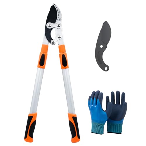YALYAYA Teleskop Astschere Gartenschere Scharfe SK-5-Kohlenstoffstahlklinge Längenverstellbare baumschere-69-104cm Teleskopstiel Obstbaum Gartengeräte Heckenschere für Dicke Äste von YALYAYA