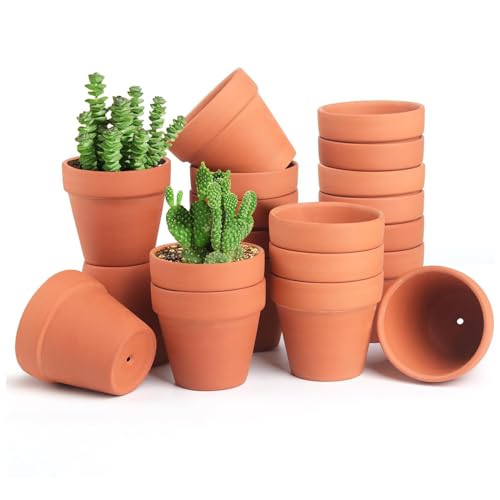 YALiya 20 Stück Terrakotta Topf Mini, Tonpflanztöpfe 3,5 x 3 cm, Blumentöpfe zum Bemalen, Runder Anzuchttöpfe, Mit Abflussloch, für Draußen und Drinnen, für Mama Geschenk Geburtstag von YALiya