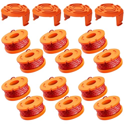 16 Stück Ersatz Rasentrimmer Spule Kompatibel mit Worx Alle 20V Rasentrimmer, Langlebige Ersatz Rasentrimmerspulen für WG/WA-Serie, ø 1,65 mm, 3 m Länge (12 Rasentrimmer Faden +4 Kappendeckel) von YAMAIDUO