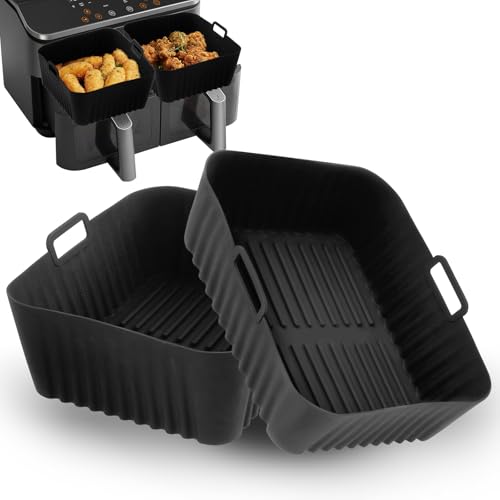 2 PCS Silikonform Heißluftfritteuse Zubehör, Kompatibel mit Ninja Max Dual Zone AF300EU AF400EU AF451EU Wiederverwendbares Airfryer Silikonform BPA-frei, Airfryer Zubehör Einsatz für Heißluftfritteuse von YAMAIDUO