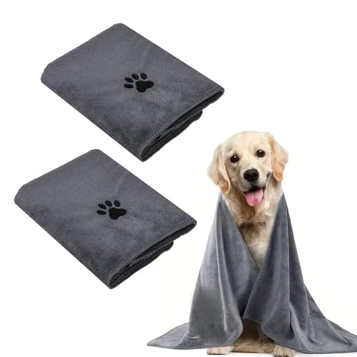 YAMAIDUO 2 Stück Hunde Handtuch 100 x 50 cm, Hundehandtuch Extra Saugfähig und Weich Schnelltrocknend Mikrofaser, Hundezubehör Handtücher Haustier für Katzen, Hunde Oder Andere Haustiere, Grau YAMAIDUO 2 Stück Hunde Handtuch 100 x 50 cm, Hundehandtuch Extra Saugfähig und Weich Schnelltrocknend Mikrofaser, Hundezubehör Handtücher Haustier für Katzen, Hunde Oder Andere Haustiere, Grau von YAMAIDUO