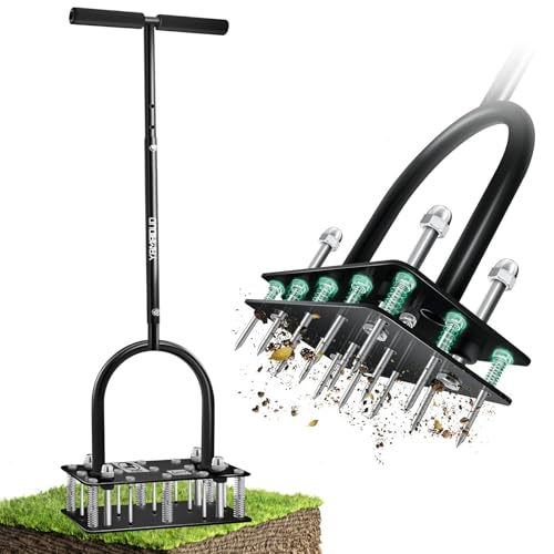 Rasenlüfter, Aerifizierer für Rasen mit 15 Eisen Spikes, Automatische Reinigung von Laub und Schmutz Rasenbelüfter, Höhenverstellbar Rasenspecht für Verdichtete Böden Rasenpflege Hof Garten, Schwarz Rasenlüfter, Aerifizierer für Rasen mit 15 Eisen Spikes, Automatische Reinigung von Laub und Schmutz Rasenbelüfter, Höhenverstellbar Rasenspecht für Verdichtete Böden Rasenpflege Hof Garten, Schwarz von YAMAIDUO