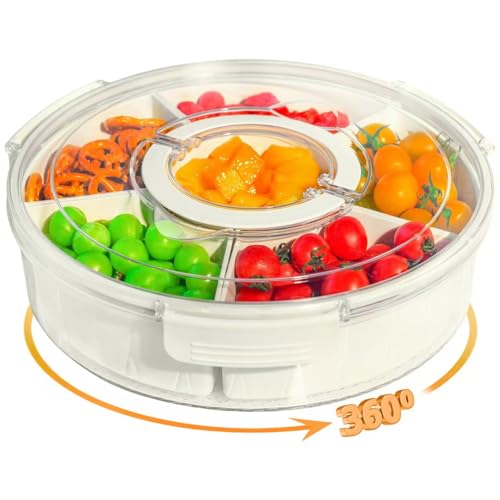 YAMAIDUO Snackbox mit Fächern Kinder, Rund Drehbar Snack Box mit Fächern, Spülmaschinenfest Snackteller mit Deckel, Groß Snack Spinner, Snackdose mit Fächern für Picknick, Party, SüßIgkeiten, Obst YAMAIDUO Snackbox mit Fächern Kinder, Rund Drehbar Snack Box mit Fächern, Spülmaschinenfest Snackteller mit Deckel, Groß Snack Spinner, Snackdose mit Fächern für Picknick, Party, SüßIgkeiten, Obst von YAMAIDUO