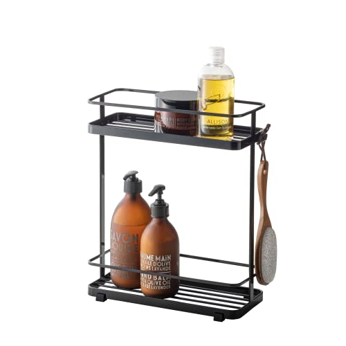 Yamazaki Home Badregal – Badezimmer Dusche Aufbewahrungshalter, Caddy Regal Organizer | Stahl | Kurz | Duschablage, Legierter, Schwarz, One Size von YAMAZAKI