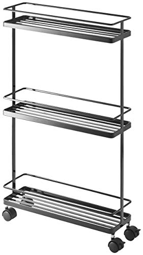 Yamazaki 7152 TOWER Nischenwagen, schwarz, Stahl, Minimalistisches Design, 38 x 12 x 66 cm (LxBxH) von YAMAZAKI