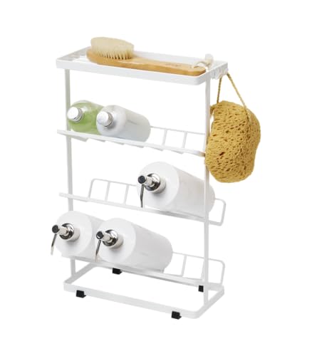 YAMAZAKI Home Tower freistehender Dusch-Caddy – Badezimmer-Organizer, Aufbewahrungshalter, 43,2 cm – Stahl – für bis zu 9 Spender von YAMAZAKI