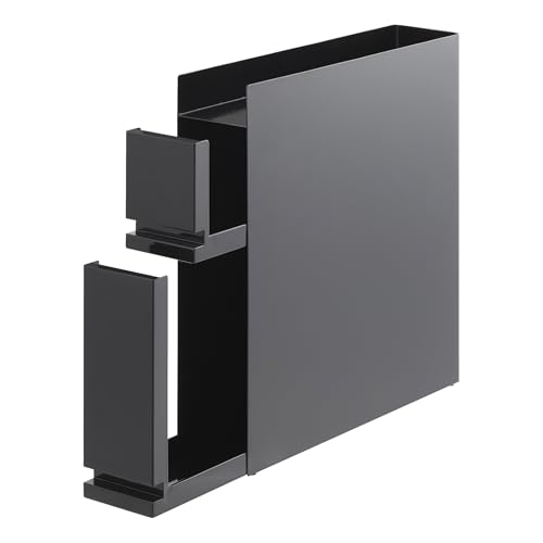 YAMAZAKI 4335 TOWER 2-Tiered Sliding Seasoning Rack, Black, Steel/Polypropylene, Minimalist Design, 12.5 x 50～93 x 52.5 cm (LxWxH) von YAMAZAKI