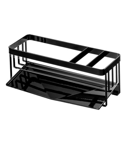 YAMAZAKI 5017 Tower Sponge & Bottle Holder with Drainer, Black, Steel/Stainless Steel, 25 x 10 x 9.5 cm von YAMAZAKI