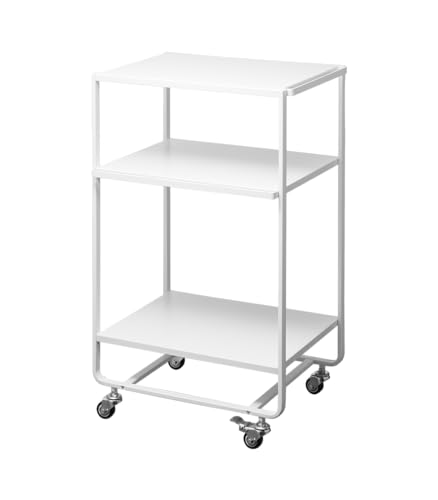 Yamazaki 4918 TOWER Küchenwagen mit Griff, weiß, Stahl, Minimalistisches Design, 38 x 49 x 81,5 cm (LxBxH) von YAMAZAKI