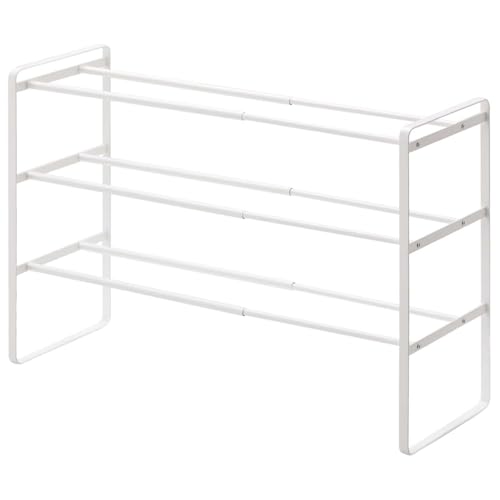 Yamazaki 7555 FRAME 3-stöckiges ausziehbares Schuhregal, White, Stahl, Minimalistisch, 41～70 x 25 x 46 cm von YAMAZAKI