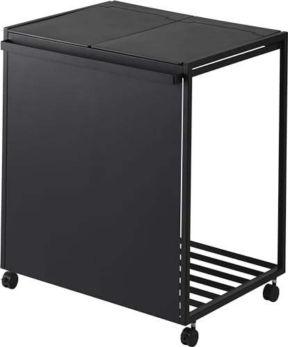 Yamazaki 1821 TOWER 2~Compartment Trash Can with Casters, black, Steel/Polypropylene/Nylon, 52 x 44 x 60 cm von YAMAZAKI