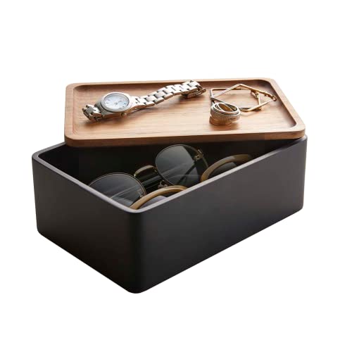 YAMAZAKI 5166 RIN Aufbewahrungsbox für Accessoires, schwarz, Polystone/Holz, minimalistisch, 18.5 x 12.5 x 7 cm YAMAZAKI 5166 RIN Aufbewahrungsbox für Accessoires, schwarz, Polystone/Holz, minimalistisch, 18.5 x 12.5 x 7 cm von YAMAZAKI
