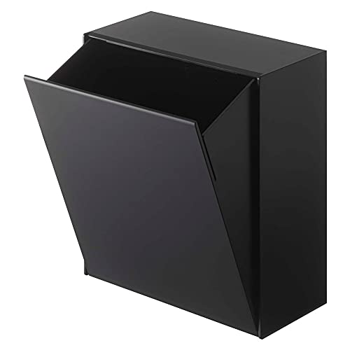 Yamazaki 5434 TOWER Klebehaken-Aufbewahrungsbox, Schwarz, ABS-Harz, Minimalistisches Design, 17 x 8,7～16 x 20 cm (LxBxH) von YAMAZAKI