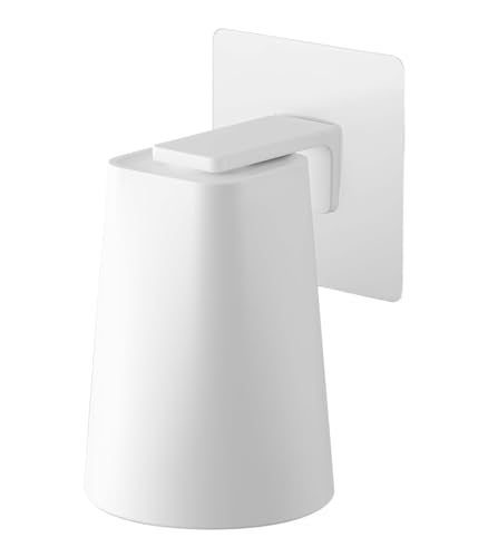 Yamazaki 5487 Tower Klebehaken mit Becher, Weiß, Tasse : ABS-Harz/Magnet Klebehaken : ABS-Harz/Silikon/Polycarbonat/PET/Polyurethan, Minimalistisches Design, 7 x 7 x 9,5 (Tumbler) cm (LxBxH) von YAMAZAKI