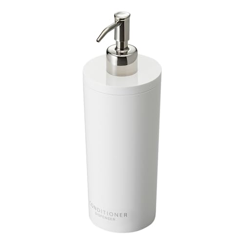 Yamazaki 2930 Tower Conditioner Dispenser Moderne Flaschenpumpe für Dusche, rund, weiß von YAMAZAKI