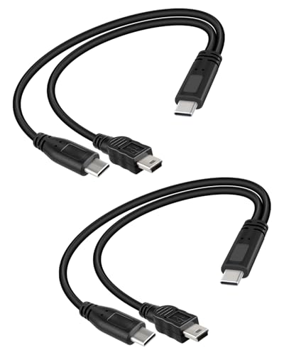 YANBORONSN 2 in 1 Multi USB C Male zu Typ C & Mini 5P USB Connector Y Splitter Short Ladekabel-No Data Transfer (2 Pack) von YANBORONSN