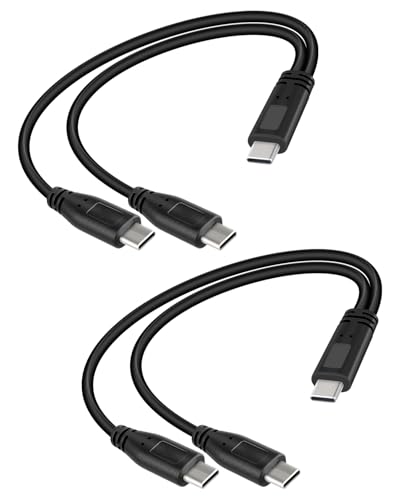 YANBORONSN 2 in 1 Multi USB C Splitter Kurzes Ladekabel, USB C Stecker auf 2 Typ C Stecker Y Stromversorgungskabel Keine Datenübertragung (2 Pack) von YANBORONSN
