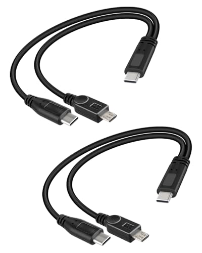 YANBORONSN 2 in 1 Multi USB C Stecker auf Typ C & Micro USB Stecker Y Splitter Kurzes Ladekabel-Keine Datenübertragung (2 Pack) von YANBORONSN