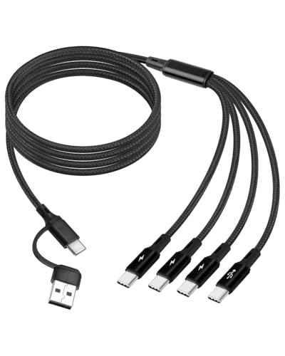 YANBORONSN USB C Verteiler 6 in 1, Multi USB C Ladekabel mit 4 Ports, USB A/C zu 4x Type C Mehrfach Ladekabel für Telefon, Tablet, Laptop(1,2m) von YANBORONSN