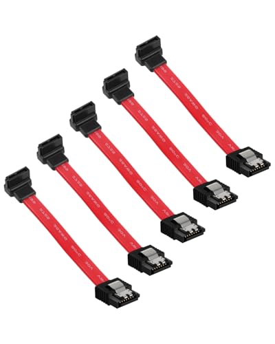YANBORONSN SATA III Datenkabel, 3-Zoll Sata 6,0 Gbps 7pin Short Data Cable, SATA III Female zu Upward Right Angle Female Datenkabel (5 Packs), Kompatibel mit 2,5 "SSD, 3,5 "HDD-Laufwerke (Unten) von YANBORONSN