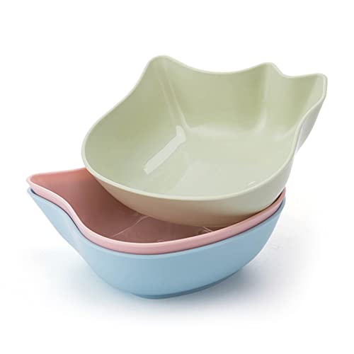 Katzennapf für Indoor-Katzen, flache Näpfe für Futter und Wasser, rutschfest, Blau, 3-teilig von YANBOYI
