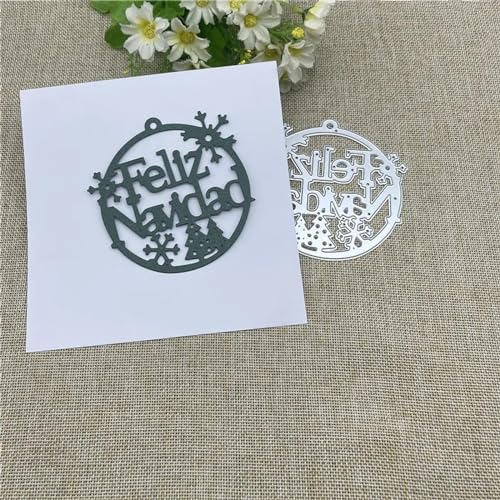 Schablonen zur Kartenherstellung, 9,3 x 9,4 cm, spanische Wörter, Frohe Weihnachten, Hintergrund, Metall-Stanzformen für Scrapbooking, dekorative Prägung, Handarbeitsvorlage Schablonen zur Kartenherstellung, 9,3 x 9,4 cm, spanische Wörter, Frohe Weihnachten, Hintergrund, Metall-Stanzformen für Scrapbooking, dekorative Prägung, Handarbeitsvorlage von YANCHIPANGHE