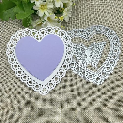 Stanzschablonen für Scrapbooking, 11 x 11 cm, Herz, Schmetterling, Metall, rundes Loch, Etikett, Etikett, Scrapbooking, Papierbasteln von YANCHIPANGHE