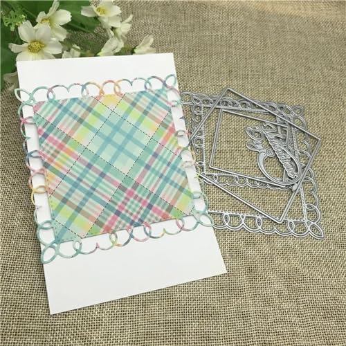 Stanzschablonen für Scrapbooking, 11 x 11 cm, quadratisch, Fotorahmen, Metall, rundes Loch, Etikett, Etikett, Scrapbooking, Papierhandwerk von YANCHIPANGHE