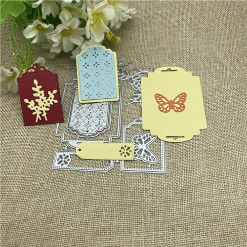 Stanzschablonen für Scrapbooking, 12,3 x 9,2 cm, Schmetterlings-Etikett, Metall-Stanzformen, Scrapbooking, Schablone, Kartenprägung, Fotoalbum, Vorlage von YANCHIPANGHE