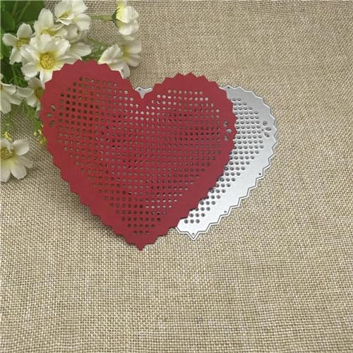 Stanzschablonen für Scrapbooking, 12 x 12,5 cm, Herz-Gitter-Hintergrund, Metall-Stanzformen für Scrapbooking, dekorative Prägung, Handarbeitsvorlage von YANCHIPANGHE