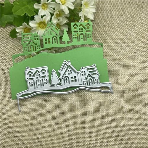 Stanzschablonen für Scrapbooking, 12 x 5,4 cm, Weihnachtshaus, Metall-Stanzform, rundes Loch, Etikett, Etikett, Scrapbooking, Papierbasteln Stanzschablonen für Scrapbooking, 12 x 5,4 cm, Weihnachtshaus, Metall-Stanzform, rundes Loch, Etikett, Etikett, Scrapbooking, Papierbasteln von YANCHIPANGHE