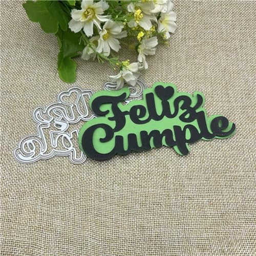 Stanzschablonen für Scrapbooking, 13 x 7,2 cm, spanische Happy Birthday-Metall-Stanzform, rundes Loch, Etikett, Etikett, Scrapbooking, Papierbasteln Stanzschablonen für Scrapbooking, 13 x 7,2 cm, spanische Happy Birthday-Metall-Stanzform, rundes Loch, Etikett, Etikett, Scrapbooking, Papierbasteln von YANCHIPANGHE