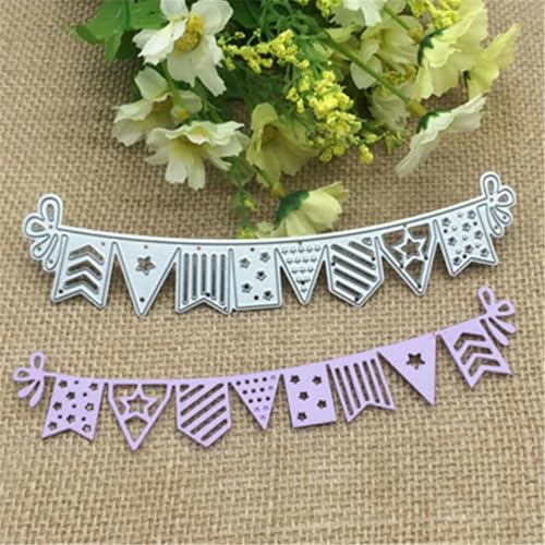 Stanzschablonen für Scrapbooking, 15,2 x 3,9 cm, Banner, Flagge, Metall, Weihnachtsblumen, Blätter, Scrapbooking, Papierbasteln von YANCHIPANGHE