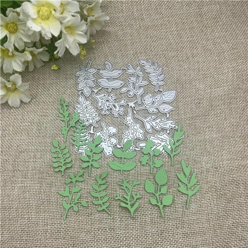 Stanzschablonen für Scrapbooking, 9,5 x 9,5 cm, Zweige und Blätter, Stanzformen für Scrapbooking, dekorative Prägung, Handarbeitsvorlage von YANCHIPANGHE