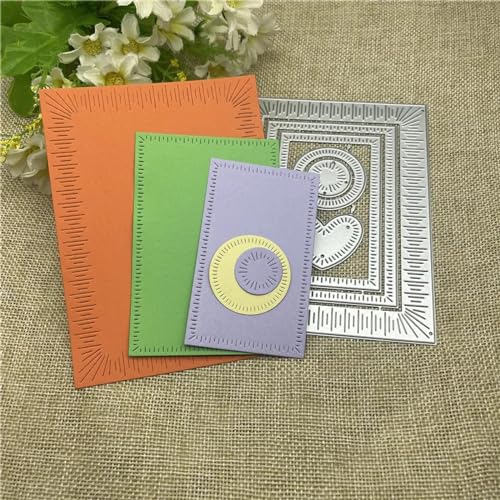 Stanzschablonen für Scrapbooking, 9,8 x 13 cm, quadratischer Hintergrund, Metall, runde Löcher, Etiketten, Etiketten, Scrapbooking, Papierbasteln von YANCHIPANGHE