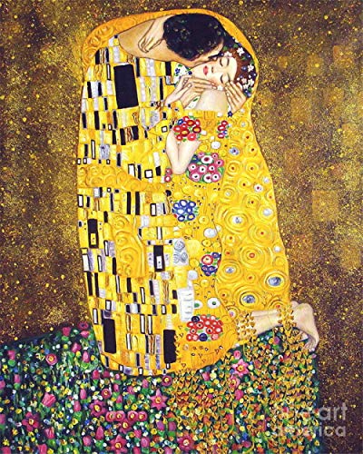 YANCONG DIY Ölgemälde Malen Nach Zahlen Der Kuss Von Gustav Klimt Berühmte Ölgemälde 70X80Cm Haben Rahmen von YANCONG