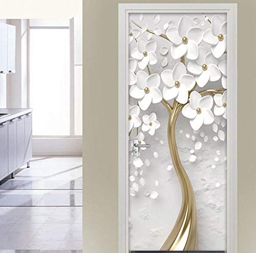 YANCONG Selbstklebend Türposter 3D Weißer Blumenbaum Fototapete Türfolie Poster Tapete Türtapete Selbstklebend Türposter 88X200Cm von YANCONG