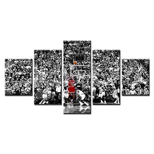 YANCONG Wunderbares Gemälde Michael Jordan Chicago Bulls Basketball Sport Leinwandbilder Fertig Aufgespannt Vlies Leinwand 5 Teilig Wandbilder Kunstdrucke Wandbild von YANCONG