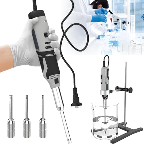 Labor-Zellgewebe-Homogenisator, 0,5–250 ml, tragbarer Hochgeschwindigkeits-Dispergierhomogenisator, mit 6 mm, 8 mm, 10 mm Arbeitsköpfen und H-förmigem Ständer, 6-fach einstellbar,Plug-inwithbase von YANDDEA