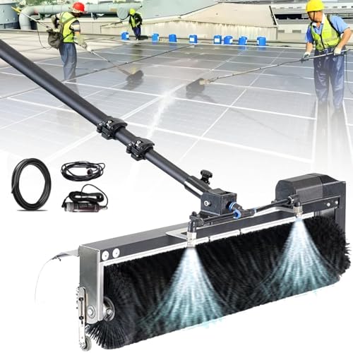 Rollbürste zur Reinigung von Solarmodulen, elektrisches Reinigungsbürstenset für den Außenbereich – 360° automatisch rotierende Bürste (60 cm) + verstellbare Teleskopstange,5.5m von YANDDEA