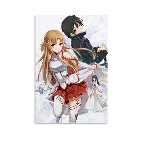 YANDING Sword Art Online Sao Kirito Asuna Poster Anime Leinwandkunst Poster und Wandkunst Bild Druck Modern Familie Schlafzimmer Dekor Poster 60 x 90 cm von YANDING